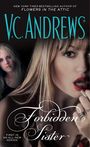 „Forbidden Sister“ von V.C. Andrews. Zwei blonde Frauen, eine trägt roten Lippenstift.