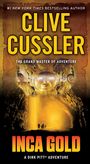 "CLIVE CUSSLER", "INCA GOLD", leuchtende Inka-Maske, vier silhouettierte Personen in einem goldenen Lichtstrahl in einer Höhle.