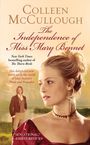 "Colleen McCullough: The Independence of Miss Mary Bennet" zeigt eine Frau in Rot vor einer Landschaft mit einem Mann.