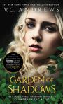 „Garden of Shadows“. Nahaufnahme einer Frau mit blonden Locken und blauen Augen, umgeben von grünen Blättern.