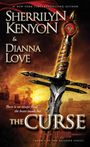 „SHERRILYN KENYON & DIANNA LOVE“, „The Curse“, „Belador“. Ein blutiges Schwert vor brennendem Himmel und Grabsteinen.