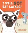 Text: "I WILL NOT EAT LATKES!" Ein Lemur blickt skeptisch, während ein Koala ihm einen Teller reicht.