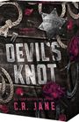 „The badge is real. So are the bodies.“ DEVIL'S KNOT von C.R. Jane. Seil, Sheriff-Stern, rote Rosen.