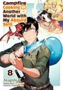 Titel: "Campfire Cooking in Another World with My Absurd Skill". Manga-Cover mit Figuren, Schwert und Slime.