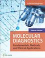 "Molecular Diagnostics, Fourth Edition, von Lela Buckingham. Mikroskop-Illustration auf einem wissenschaftlichen Hintergrund."