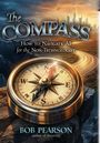 "The Compass: How to Navigate AI for the Non-Technologist" von Bob Pearson. Ein Kompass auf felsiger Landschaft, Skyline im Hintergrund.
