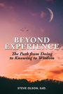 Text: "BEYOND EXPERIENCE. The Path from Doing to Knowing to Wisdom. STEVE OLSON, EdD." Abendhimmel mit Mond und Vögeln.