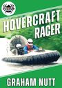 Texte: "Hovercraft Racer", "Graham Nutt", oberes Logo. Ein Mann fährt ein Hovercraft auf Wasser, grüner Hintergrund.
