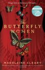 „Danger lurks in this house of ill repute...“ Ein rotes Korsett mit Schmetterlingen; Titel: „The Butterfly Women“.