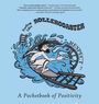 Texte: "Surfing Life's Rollercoaster", "RESPECT", "A Pocketbook of Positivity".  
Illustration: Surfer auf Achterbahn in Wellen.