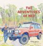„THE ADVENTURES OF NED“ und „Melanie Hauwert“. Ein roter Geländewagen und eine Person in Outdoor-Kleidung vor Bäumen.