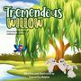 Titel: "Tremendous Willow". Ein Vogel fliegt, drei lachende Hasen unter einem Baum.