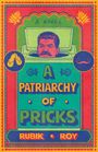„A Patriarchy of Pricks“ und „Rubik Roy“. Illustration mit einem Mann in einem Mülleimer, bunte Verzierung.