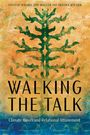 "Walking the Talk: Climate Moves and Relational Attunement." Baum vor gelbem und blauem Hintergrund.