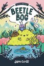 Text: "Little Habitats Beetle Bog". Illustration mit bunten Insekten auf einem Hügel neben einem Teich.