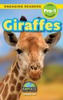 Titel: "Giraffes". Oben: "ENGAGING READERS". Unten: "Ashley Lee". Nahaufnahme eines Giraffenkopfes vor unscharfem Hintergrund.