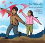 "For Shin-chi" von Nicola I. Campbell. Zwei Kinder laufen mit roten Papierflugzeugen auf einem Hügel.