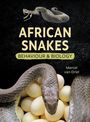 „AFRICAN SNAKES: BEHAVIOUR & BIOLOGY“. Eine Schlange windet sich um Eier, umgeben von einem Schlangenskelett.