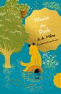 "Winnie-the-Pooh, A.A. Milne, Illustrated by Bruno Brogna." Eine Illustration: Pooh sitzt vor einem Baum mit einem Bienenstock.