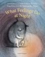 "What Feelings Do at Night" in gelbem Text. Ein pelziges Wesen hält eine Laterne in der Dunkelheit.