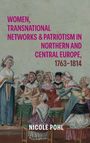 Text: "Women, Transnational Networks & Patriotism in Northern and Central Europe, 1763-1814. Nicole Pohl."
Illustration: Frauen in Diskussion.