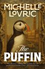 "Michelle Lovric. The Puffin." 

Illustration eines Papageientauchers vor einer venezianischen Szene in einem verzierten Rahmen.