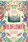Texte: „Will love bloom from cursed roots?“ „Wildflower“ „Becky Jenkinson“. Illustration: Schloss umrahmt von Blumen.