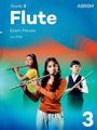 Texte: "Grade 3 Flute Exam Pieces from 2026", "ABRSM", "3". Drei Personen spielen Flöte, bunten Hintergrund.
