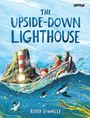 "The Upside-Down Lighthouse" von Paddy Donnelly. Illustration: Kinder im Boot, Leuchtturm, Meer, Möwen.
