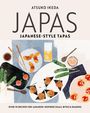 Titel: ATSUKO IKEDA JAPAS, Untertitel: JAPANESE-STYLE TAPAS. Verschiedene Tapas und Getränke, stilisierte Darstellung.
