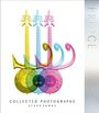 "PRINCE", "COLLECTED PHOTOGRAPHS", "STEVE PARKE". Drei bunte, überlagerte Gitarren formen eine künstlerische Illustration.