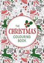 „THE CHRISTMAS COLOURING BOOK“ in festlichem Rahmen mit Rentieren, Tannenzweigen und Stechpalmen.