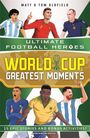 "World Cup Greatest Moments" steht zentral. Bunte Illustrationen von jubelnden Spielern darunter und darüber.