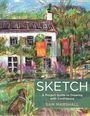 Text: "SKETCH: A Project Guide to Drawing with Confidence, SAM MARSHALL." Illustration: Haus, Hund im Garten, Wäscheleine.