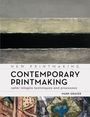 Text: "CONTEMPORARY PRINTMAKING: safer intaglio techniques and processes, Mark Graver." Kunstvolle, gemalte Flächen.
