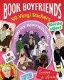 "BOOK BOYFRIENDS", "50 Vinyl Stickers", "I LIKE MY MEN FICTIONAL", "Hottie Alert", "I ❤️ DARCY", "SWOON", "Enemies to Lovers".  
Bunte Illustration von fiktionalen Charakteren.