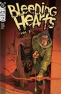 „Bleeding Hearts VOL. 2“ steht in großen Buchstaben. Ein Bogenschütze zielt nach vorne, daneben eine bedrohliche Gestalt.