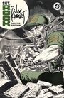Text: "SGT. ROCK BY JOE KUBERT DELUXE EDITION". Illustration zeigt einen Soldaten in Aktion, mit Helm und Gewehr, umgeben von Trümmern.