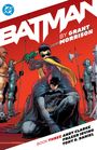„BATMAN BY GRANT MORRISON, BOOK THREE“ in großer Schrift. Im Vordergrund kniet Batman, Robin steht hinter ihm mit Rittern.