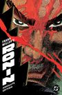 Text: "Frank Miller's Ronin Absolute Edition." Illustration eines intensiven Gesichts mit roten und schwarzen Akzenten, DC-Logo.