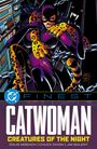 "DC FINEST CATWOMAN CREATURES OF THE NIGHT Doug Moench | Chuck Dixon | Jim Balent." Illustration: Katze und Frau in Aktion.