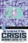 "Events: Crisis on Infinite Earths Part Two. Marv Wolfman, George Pérez." Illustration von Superhelden-Gesichtern.