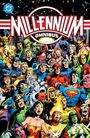 "Millennium Omnibus" steht in großen Buchstaben. Illustration von vielen Superhelden in bunten Kostümen, dicht gedrängt.