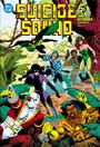 "Suicide Squad" steht in großen gelben Buchstaben, Charaktere in farbenfrohen Kostümen in einem dichten Dschungel.