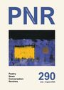 "PNR", "Poetry News Conversation Reviews", "290 July - August 2026". Abstraktes Gemälde mit gelbem und braunem Rechteck.