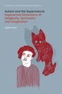 "Autism and the Supernatural" in schwarzem Text. Rote Illustration einer Person und einer Katze nebeneinander.