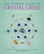 „The Modern Guide to Crystal Grids“ steht oben in Blau und Pink. Darunter Kristalle auf einem geometrischen Raster. Autor: Philip Permutt.