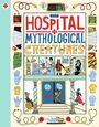 "The Hospital for Mythological Creatures". Illustration mit Fabelwesen, Krankenhaus-Motiven und medizinischen Geräten.