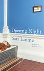 „Opening Night, Sara Baume, Author of Seven Steeples“ auf blauem Hintergrund, Frau liegt schlafend auf einer Heizung.