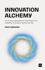 „INNOVATION ALCHEMY“ steht oben. Darunter ein farbenfrohes, strahlenförmiges Muster in Blau- und Gelbtönen.
